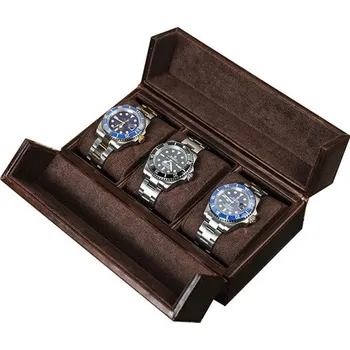 Box na hodinky Contacts® Kožené pouzdro na 3 hodinky Loster Hnědé Contacts 97k-cube