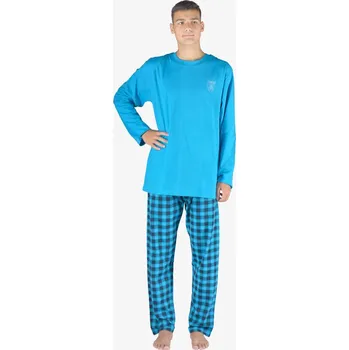 GINA pánské pyžamo dlouhé pánské, šité, s potiskem Pyžama 2023 79153P Barva: dunaj lékořice, Velikost: XL
