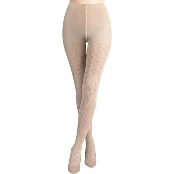 Dámské punčochy Bavlněné punčocháče Cashmir 200 DEN béžové pletený vzor L