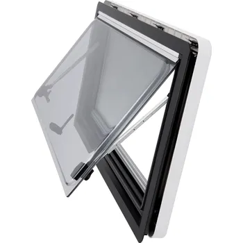 Příslušenství ke karavanu RV Camper Boční okno akrylové s výklopným systémem, roletka, moskytiéra a vnitřní rámeček, vnější barva černá, rozměr 900x500mm (Boční okno pro karavany, okno pro přestavbu)