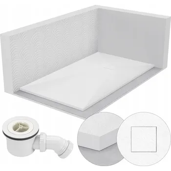 Sprchová vanička SPRCHOVÁ VANIČKA OBDÉLNÍKOVÁ 140x70 KAMENNÝ VZOR 2,6 CM BÍLÁ + SIFON