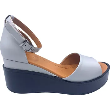 Dámské sandále Dámské kožené sandále na klínku MISSTIC 954 šedé Velikost: 36 (EU)