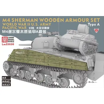 Plastikový model LANMO Model 1/35 M4 Sherman wooden armour Type A world war II U.S. Army Pacific war