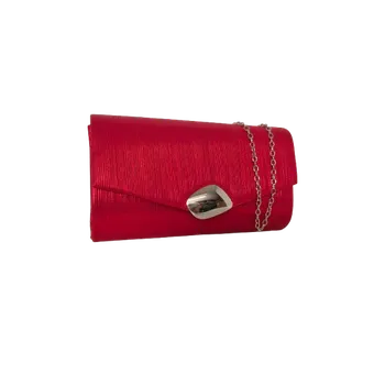 Kabelka LAMER Společenská kabelka s metalickým odleskem, psaníčko červená