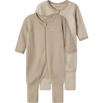 Kojenecký overall OVERALY NAME IT S DELFÍNEM A PROUŽKY 2 KS, PURE CASHMERE Velikost: 68