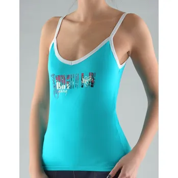 GINA dámské košilka, úzká ramínka, šité, s potiskem Disco V 18031P Barva: tm. tyrkysová, Velikost: 34/36