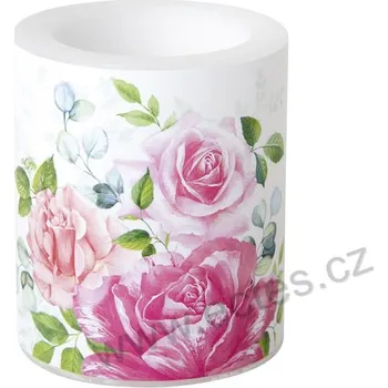 Svíčka IHR BEVERLY velká dekorativní svíčka bohaté rozkvetlé květy růžových růží