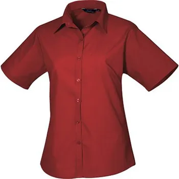Dámská košile Premier Workwear Dámská košile s krátkým rukávem PR302 Burgundy -ca. Pantone 216 38 (S/10)