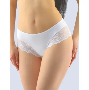 Dámská móda GINA dámské kalhotky francouzské, šité, bokové, s krajkou, jednobarevné Sensuality 14142P Barva: Bílá, Velikost: 34/36