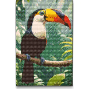 Diamantové malování Diamantové malování - Tukan Velikost: 40x60cm, Rámování: Pouze srolované plátno, Diamanty: Kulaté