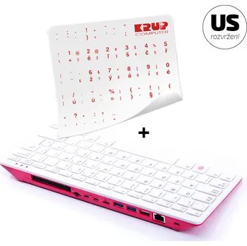Klávesnice Raspberry Pi 400 US rozložení klávesnice + česká přelepka na klávesnici, červená