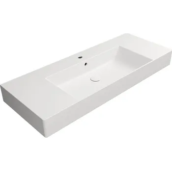 Umyvadlo GSI KUBE X keramické umyvadlo 120x47cm, s odkládacími plochami, bílá mat