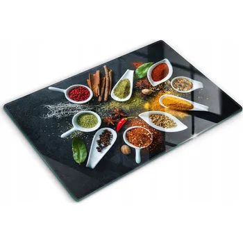 Obraz Skleněná dekorativní deska na ochranu indukční varné desky 80x52 cm - Kuchyňské koření