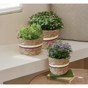 Květináč Weltbild Obal na květináč z mořské trávy, fialový, sada 3 ks 493489