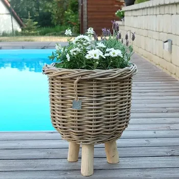 Koš na prádlo RATANOVÝ KOŠ s nožkami, Grey, Ø34x40 cm (Van der Leeden®)