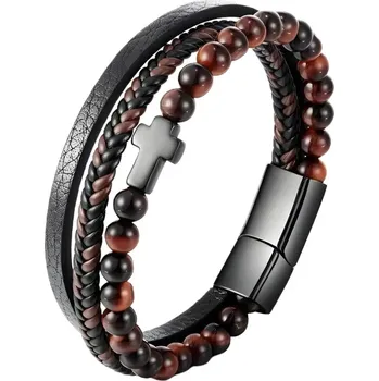 Náramek Gaira® Náramek Cross Stone 317-10, Materiál Tygří oko Red