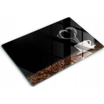 Obraz Dekorativní skleněný kryt pro indukční varné desky velký 80x52 cm šálek Káva ve tvaru srdce