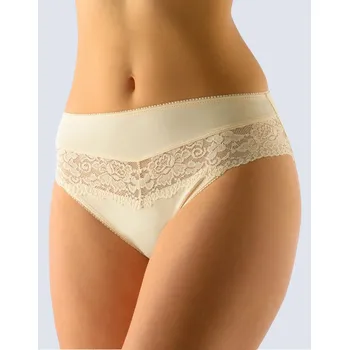 Kalhotky GINA dámské kalhotky klasické, širší bok, šité, s krajkou, jednobarevné La Femme 10121P Barva: písková, Velikost: 34/36