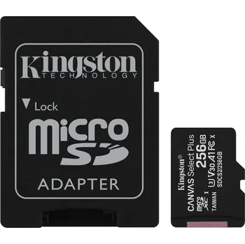 Paměťová karta Kingston 256GB micSDXC Canvas Select Plus 100R A1 C10 karta SDCS2/256GB + ADP
