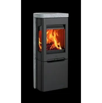 Krbová kamna JOTUL F 165 S BP mastek, podstavec s dvířky, boční prosklení, černý lak