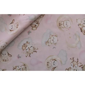 Roztomilá zvířátka na růžové - bavlněné plátno, šíře 160cm