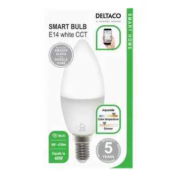 Stojací lampa Deltaco Smart Home LED lampa E14 Wi-Fi 5 W SH-LE14W