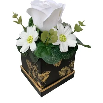 umělá květina made by ANTEROS Dekorace Mýdlová kytice v miniboxu Ramona Black white