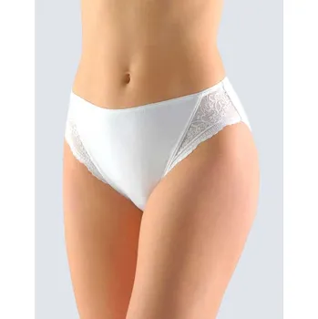 Kalhotky GINA dámské kalhotky klasické s úzkým bokem, úzký bok, šité, s krajkou, jednobarevné Delicate 10216P Barva: Bílá, Velikost: 38/40