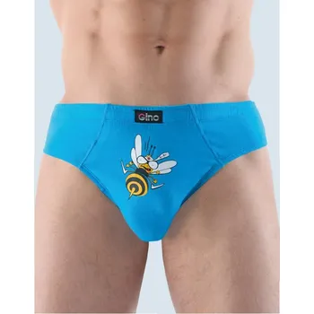 Pánské spodní prádlo GINA pánské slipy se širším bokem, širší bok, šité, s potiskem Funny collection 71071P Barva: dunaj, Velikost: 46/48