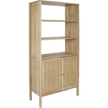 Knihovna Vysoká skandinávská knihovna Bali přírodní s policemi a skříňkou do obýváku Intesi