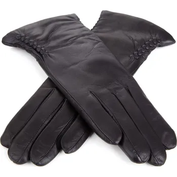 Rukavice Klasické kožené rukavice pro dámy s řasením na bocích Barva: Černá, Velikost: 8