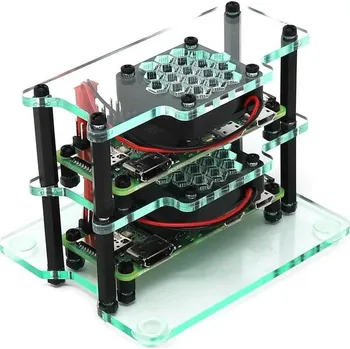 Elektronická stavebnice Mini Cluster Case pro Raspberry Pi Zero 2 (s ventilátory)