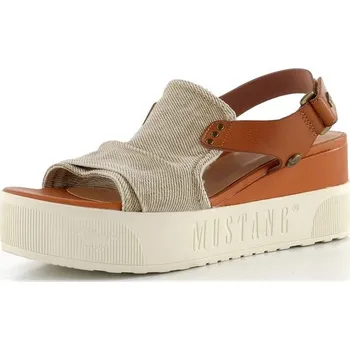 Dámské sandále Mustang sandály na platformě s klínkem jeansbeige 1459-804-429 - 39 | P694280