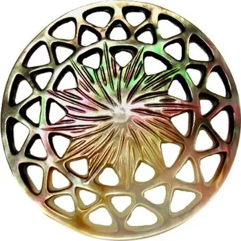 Souprava šperků Salts Přívěšek vyřezávaná perleť tmavá Květ 4 cm BL02684