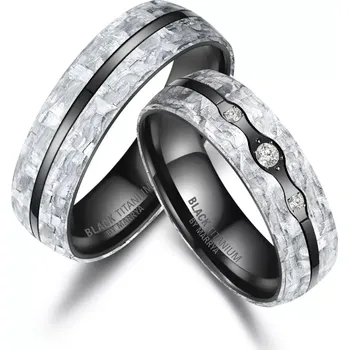 Prsten Snubní prsteny Black Titanium Black & White