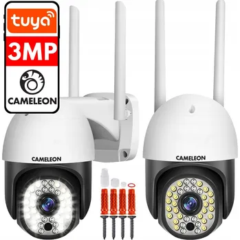 IP kamera BÍLÁ IP MONITOROVACÍ KAMERA 3MPX Otočná PTZ WiFi Aplikace Tuya s alarmem