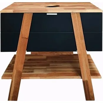 Koupelnový nábytek Koupelnová skříňka pod umyvadlo na desku Naturel Home 80x73x46 cm ořech/černá mat HOMEUMDC