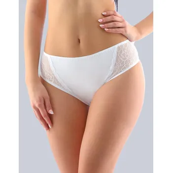 Dámská móda GINA dámské kalhotky klasické, širší bok, šité, s krajkou Delicate 10215P Barva: Bílá, Velikost: 50/52