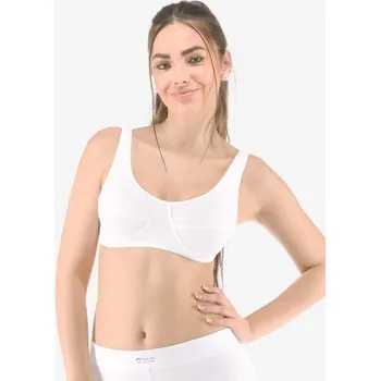 Podprsenka GINA dámské podprsenka sportovní na zapínání, bez kostice, šité, jednobarevné 97001P Barva: Bílá, Velikost: XXL