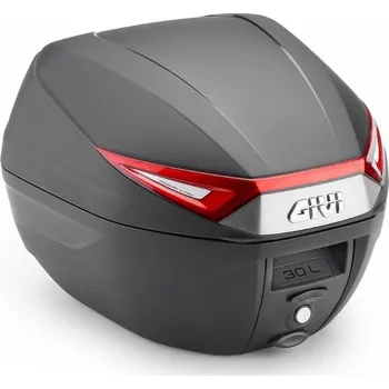 Zavazadlo na motocykl C30N kufr GIVI černý, červené odrazky (Monolock s vlastní plotnou), objem 30 ltr.