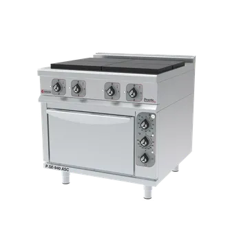 Sporák GastroHaal P.SE-940-ASC Elektrický sporák s horkovzdušnou troubou - vařidlo, 4x hranaté plotny (Practic, Elektrický 4 plotýnkový sporák - vařidlo - S horkovzdušnou troubou - hranaté plotny P.SE-940-ASC)