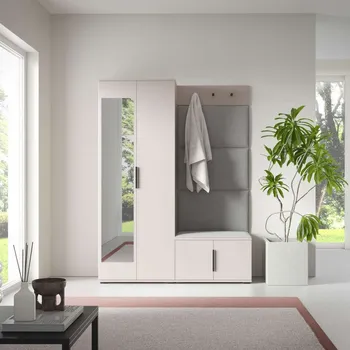 Předsíňová stěna Předsíňová stěna Bianco 3 - U/2 Barva čalounění: Světle šedá - Trinity 14