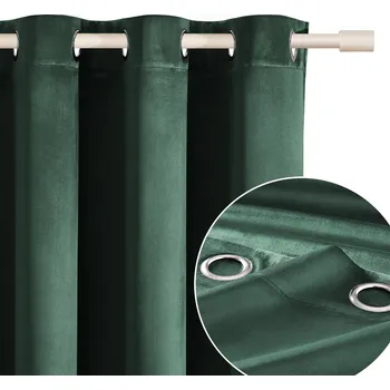 Obraz Hotový závěs VELUR velurový závěs samet s kroužky 140x280 Bianca zelený