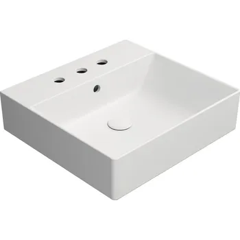 Umyvadlo GSI KUBE X keramické umyvadlo 50x47cm, 3 otvory, bílá mat