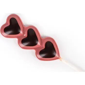 Čokoláda Choco Bonté Čokoládové lízátko ruby s hořkou čokoládou - tři srdce