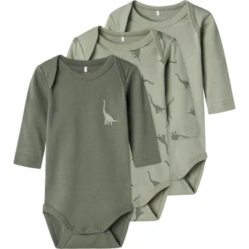 Kojenecký body BODY KOJENECKÉ NAME IT S DINOSAURY 3 KS, AGAVE GREEN Velikost: 56