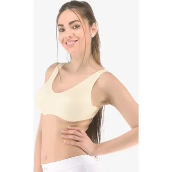 Podprsenka GINA dámské podprsenka sportovní na zapínání, bez kostice, šité, jednobarevné 97001P Barva: žlutobílá, Velikost: XL