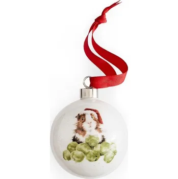 Vánoční ozdoba Royal Worcester Porcelánová vánoční ozdoba Wrendale Designs "Sprouts", 6,5 cm - Morče