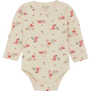 Kojenecký body Dětské body s dlouhým rukávem z bambusu a bavlny vzor Powder Pink CeLaVi Velikost: 50/56