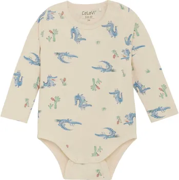 Kojenecký body Dětské body s dlouhým rukávem z bambusu a bavlny se vzorem Dusty Blue CeLaVi Velikost: 62/68